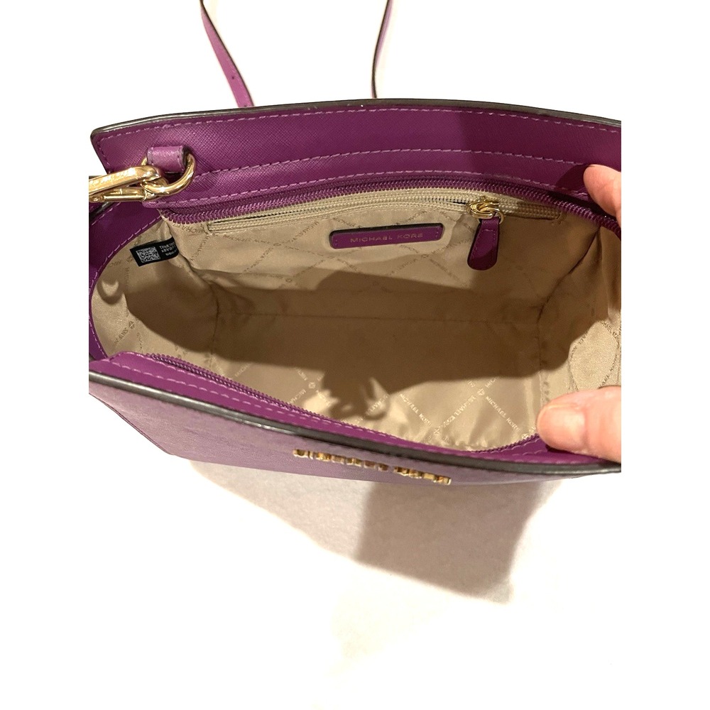 michael kors handbag crossbody used purple leather - Picture 7 of 8